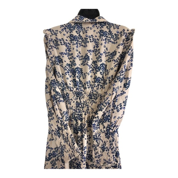 Anthropologie Boemo blue floral ruffled shoulder button front maxi dress size S - Picture 15 of 17